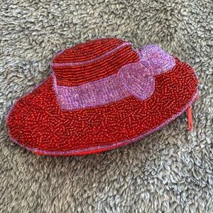 Vintage Beaded Red Hat Society Coin Purse